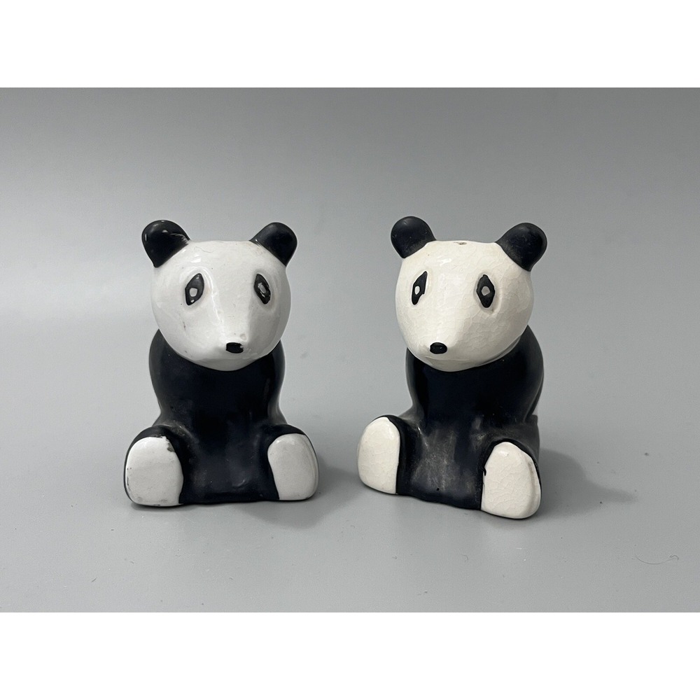 Vintage Panda Bear Salt Pepper Shakers Set Made in Japan 2 1/2" Ceramic
